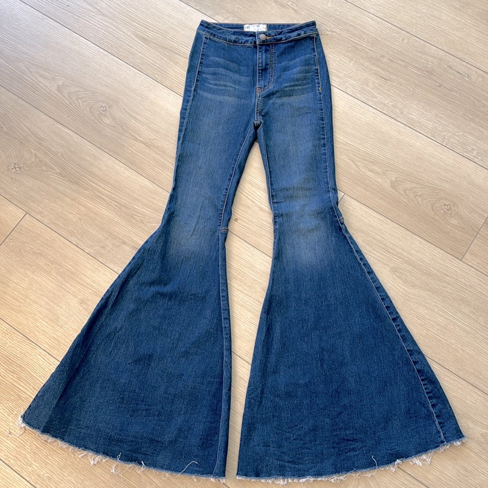 Free People High Rise Denim Flare Pants Size 24